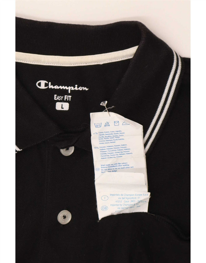 Camisa polo masculina Champion Easy Fit grande algodão preto