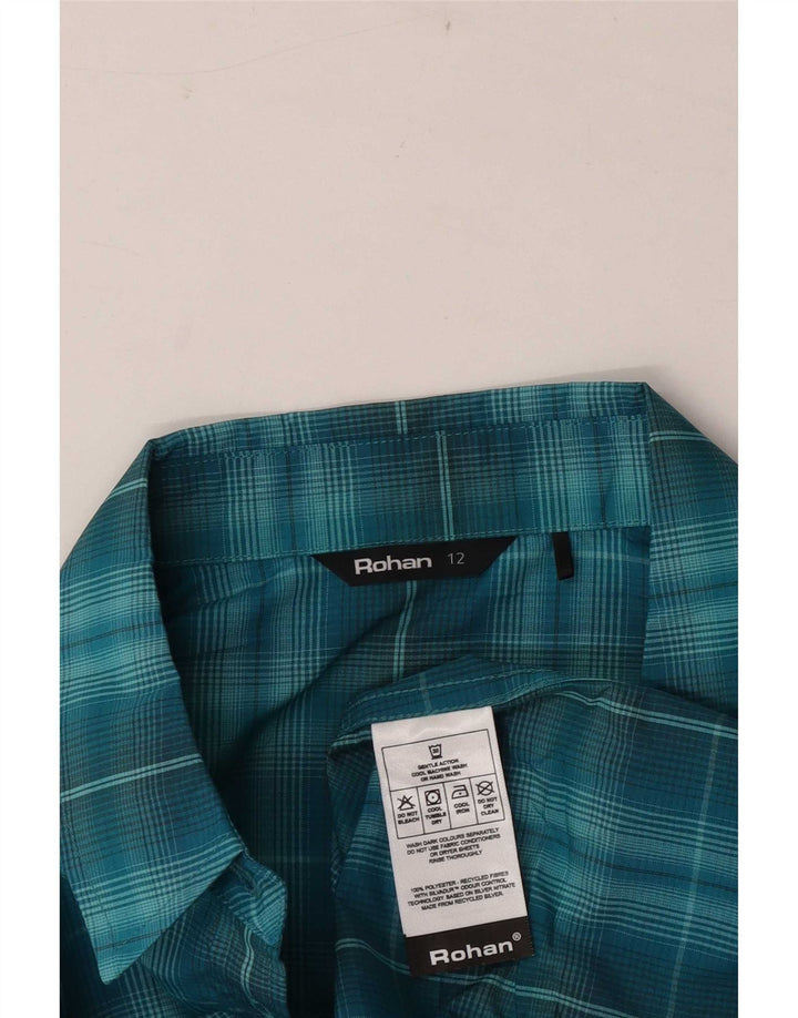 Camisa feminina Rohan UK 12 poliéster xadrez azul médio
