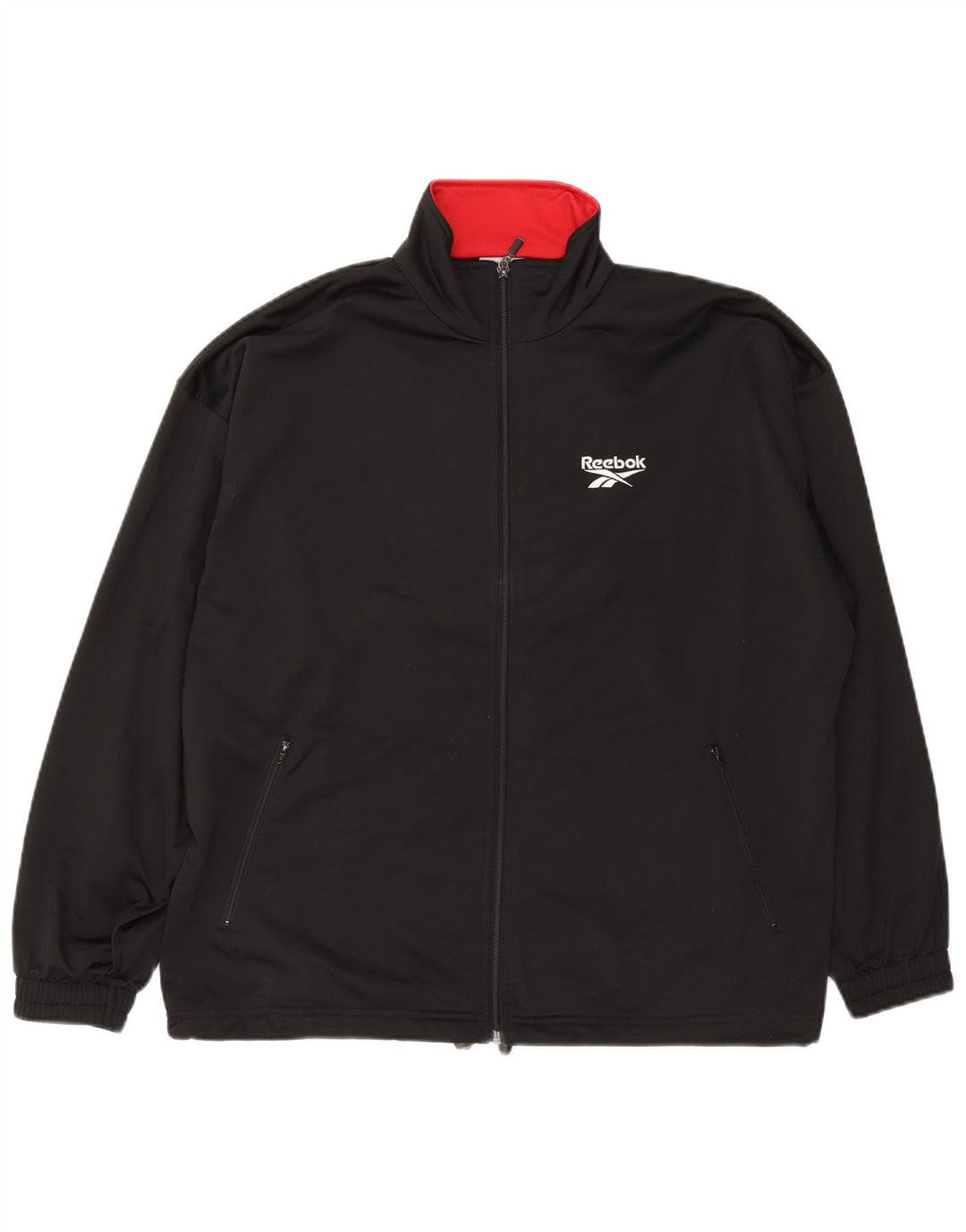 Reebok Mens Graphic Loose Fit Treino Top Jaqueta Pequena Poliéster Preto
