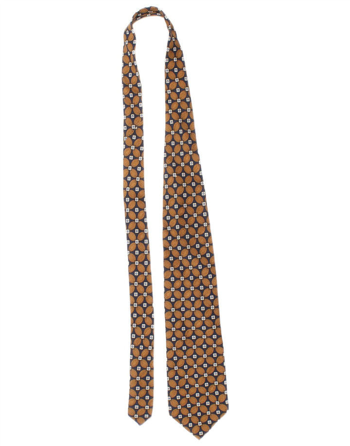 Trussardi Gravata masculina tamanho único marrom geométrico de seda clássico