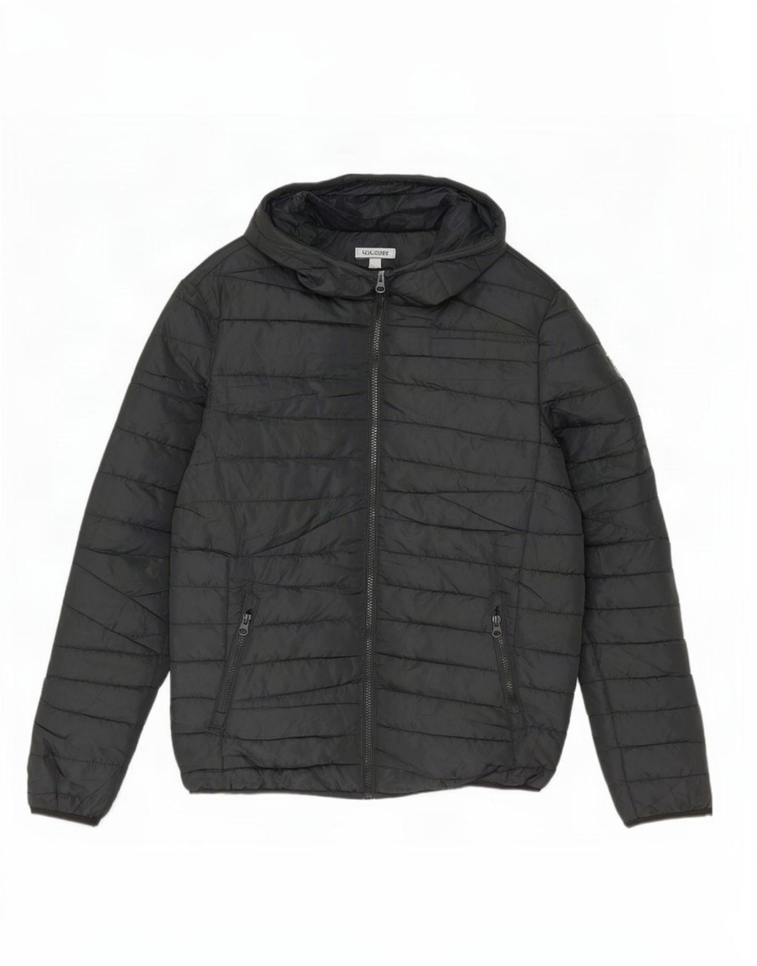 Jaqueta masculina acolchoada com capuz Jack & Jones Reino Unido 36 poliéster preto pequeno