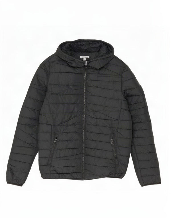 Jaqueta masculina acolchoada com capuz Jack & Jones Reino Unido 36 poliéster preto pequeno