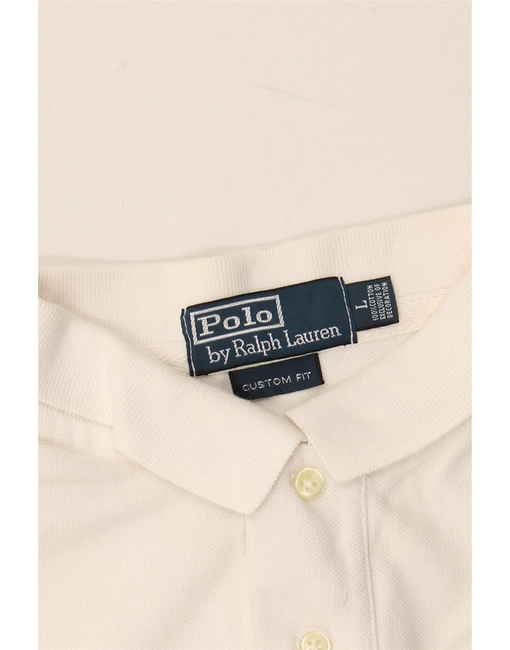 POLO RALPH LAUREN Camisa polo masculina de rugby com ajuste personalizado grande algodão branco