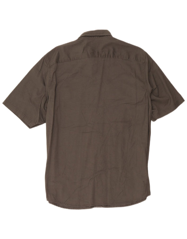 Wrangler Camisa masculina de manga curta grande algodão cinza