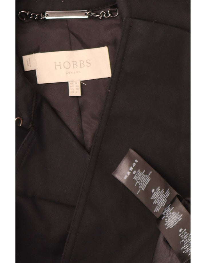 Hobbs Trench Coat feminino UK 8 pequeno algodão preto