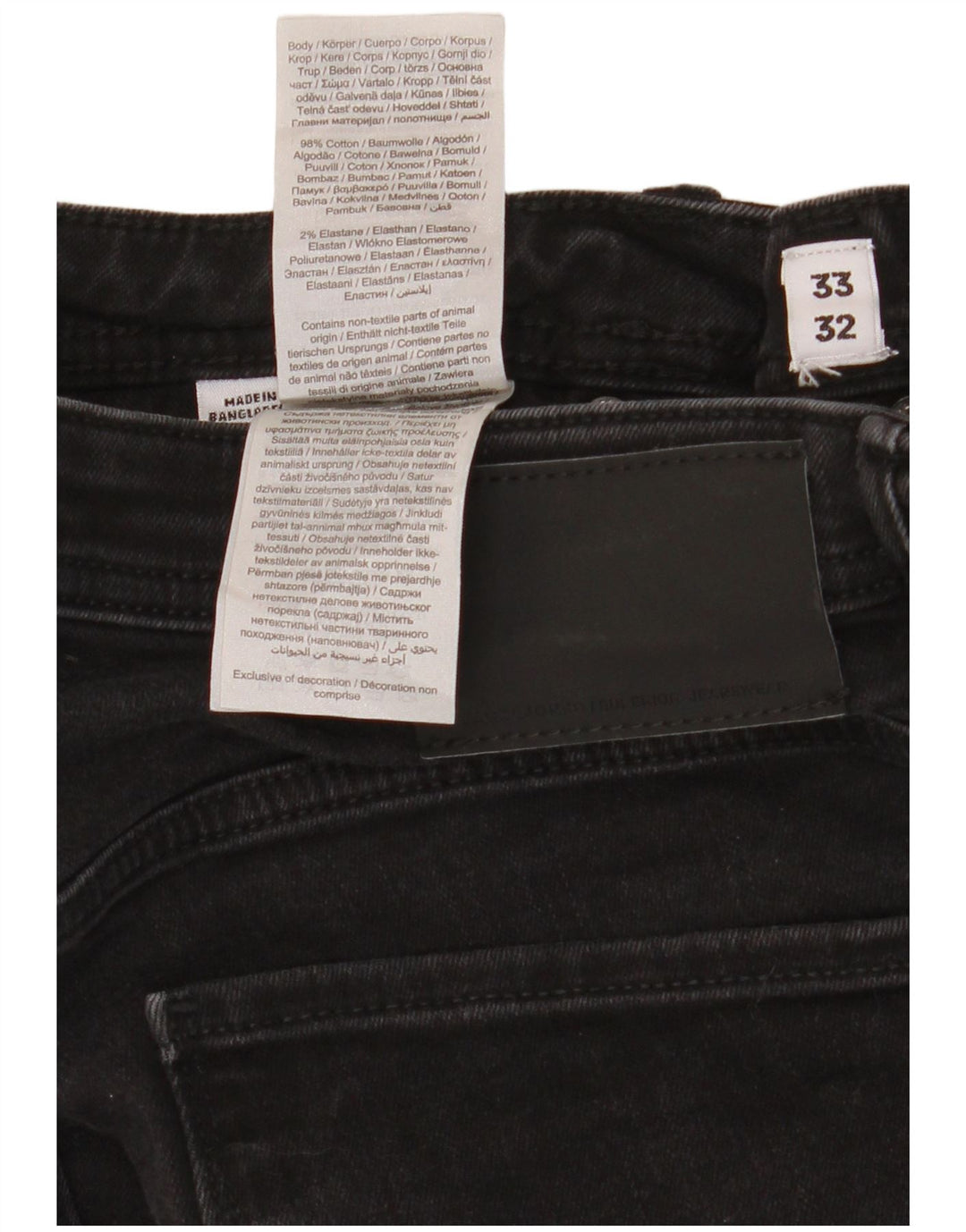 Jack & Jones Masculino GLENN Slim Jeans W33 L32 Algodão Preto