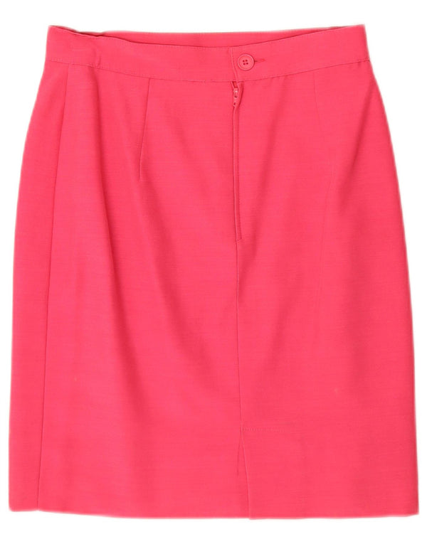 Saia reta feminina vintage UK 12 médio W28 rosa