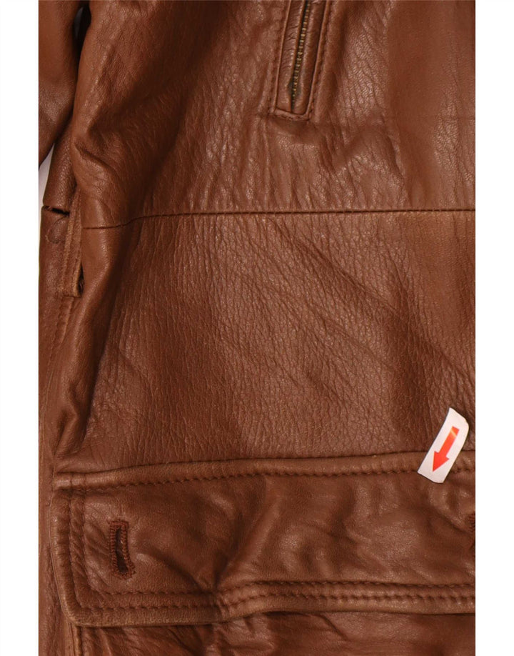Casaco de couro feminino vintage IT 50 XL marrom