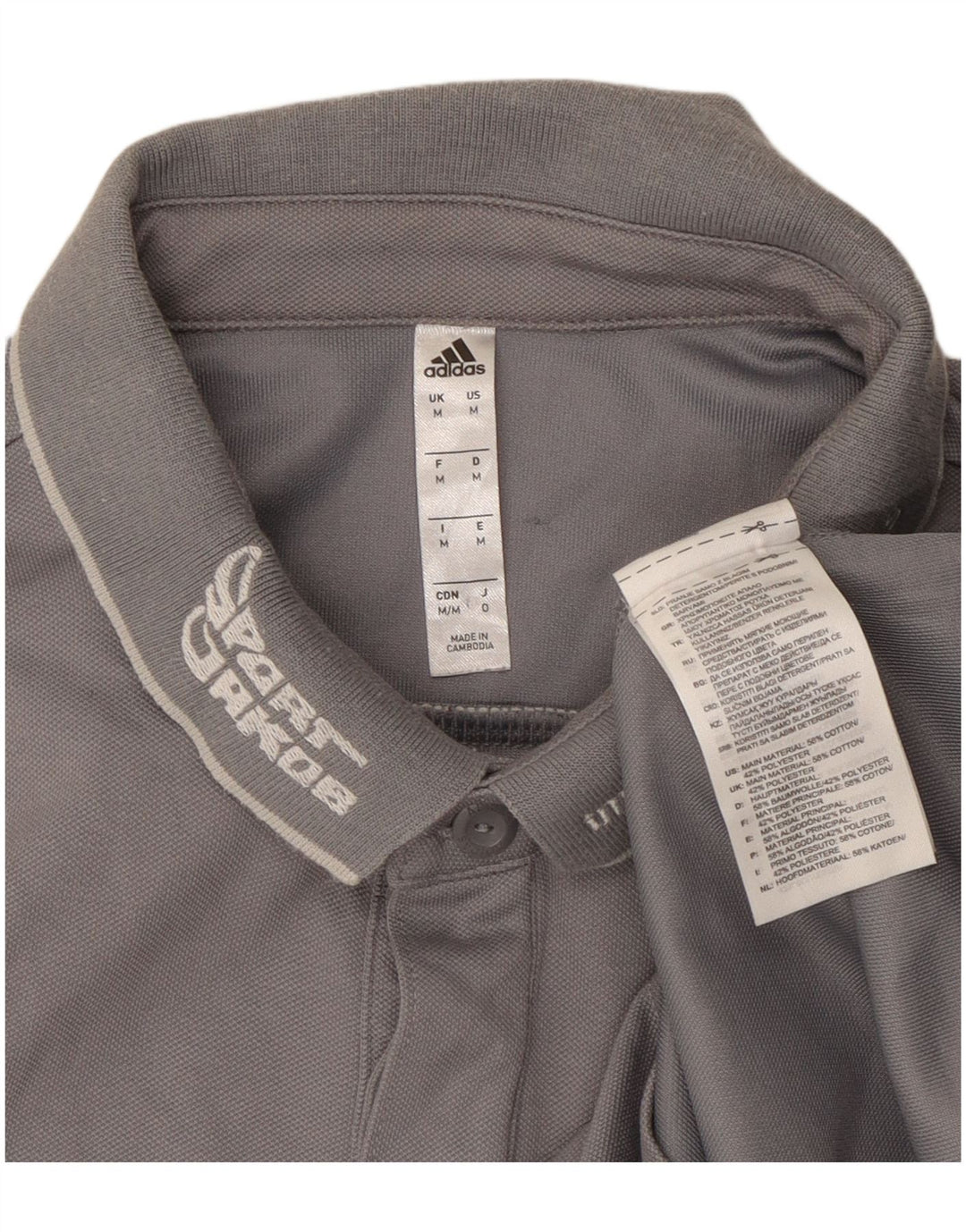 Camisa polo masculina Adidas Climalite Graphic cinza médio algodão