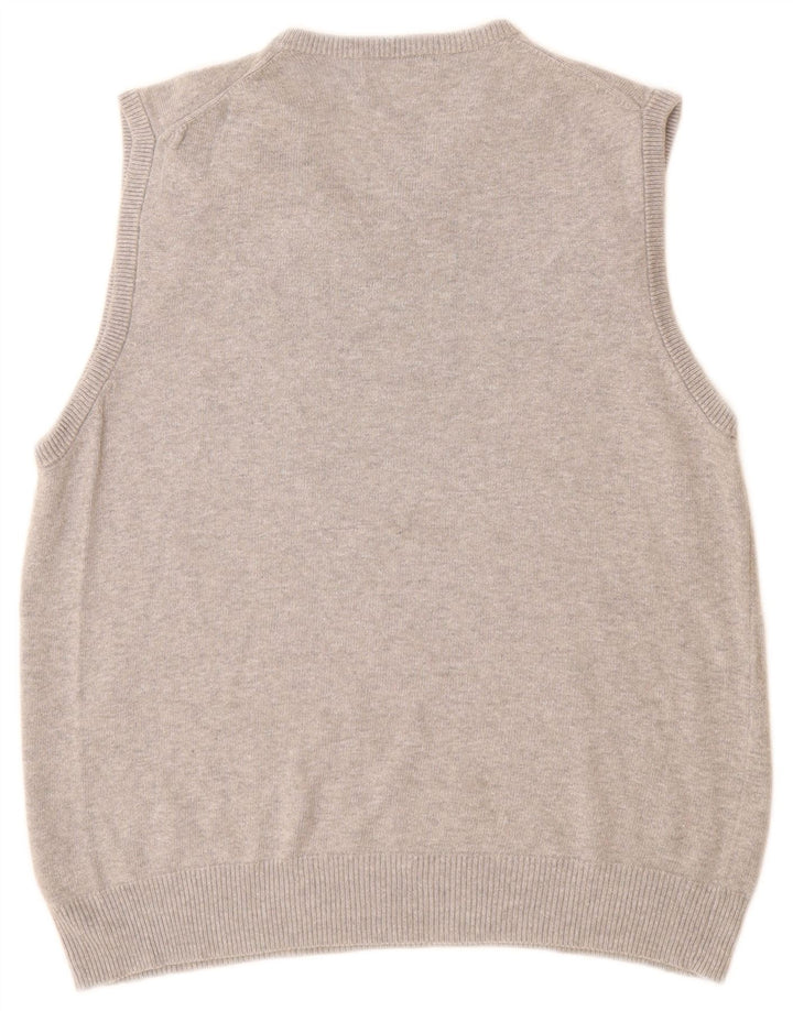 Regata masculina Marks & Spencer Blue Harbor Vest, algodão manchado cinza médio