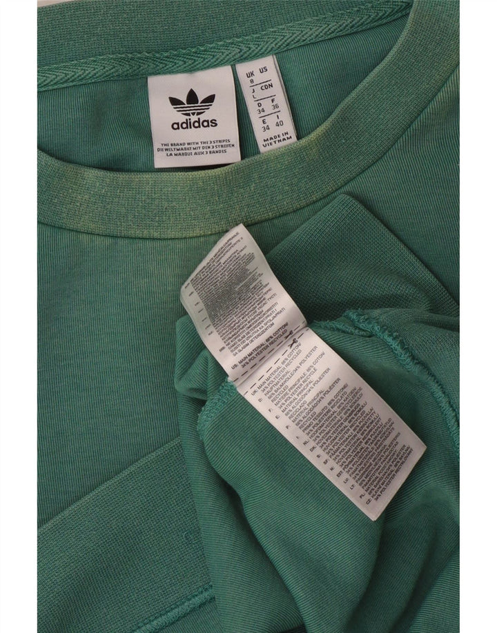 Adidas Womens Sweatshirt Jumper UK 8 Pequeno Verde Algodão
