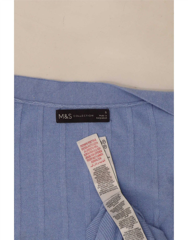 Suéter cardigã aberto grande Marks & Spencer feminino Reino Unido 10 pequeno azul