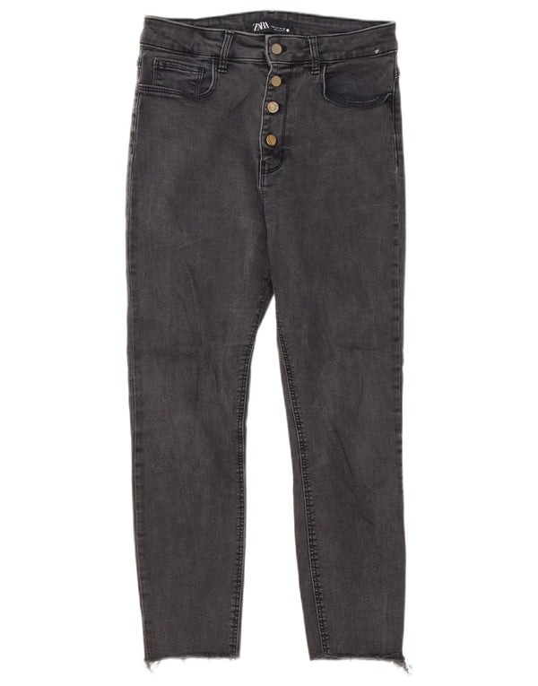 Zara Jeans feminino skinny cortado UE 38 pequeno W28 L24 algodão cinza