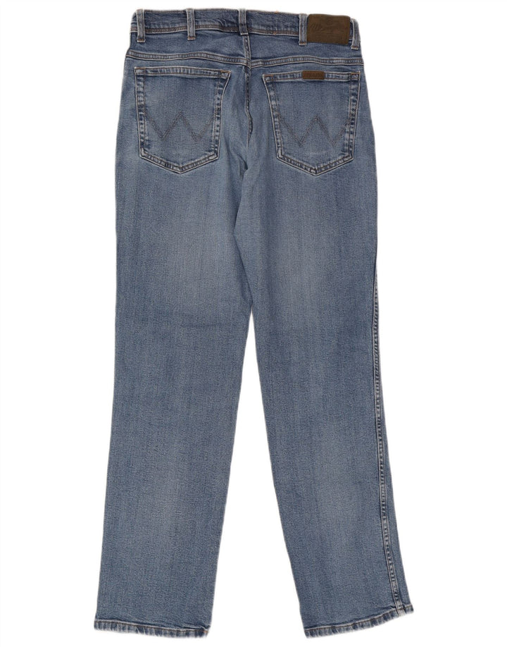 Wrangler Mens Straight Jeans W33 L34 Azul Algodão