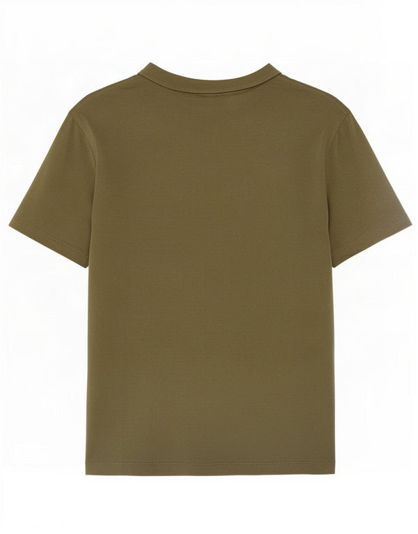 Camiseta feminina Zara Top UK 10 pequeno algodão cáqui