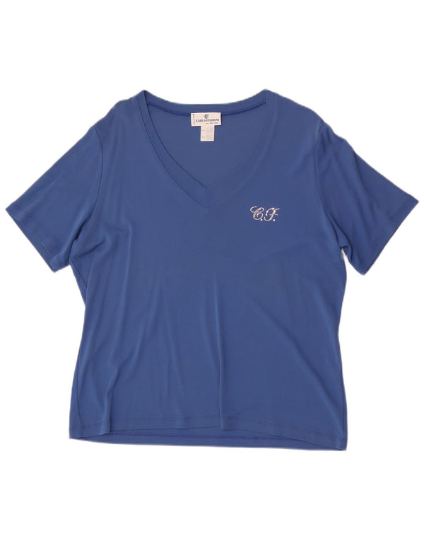 Camiseta feminina CARLA FERRONI UK 20 2XL azul viscose