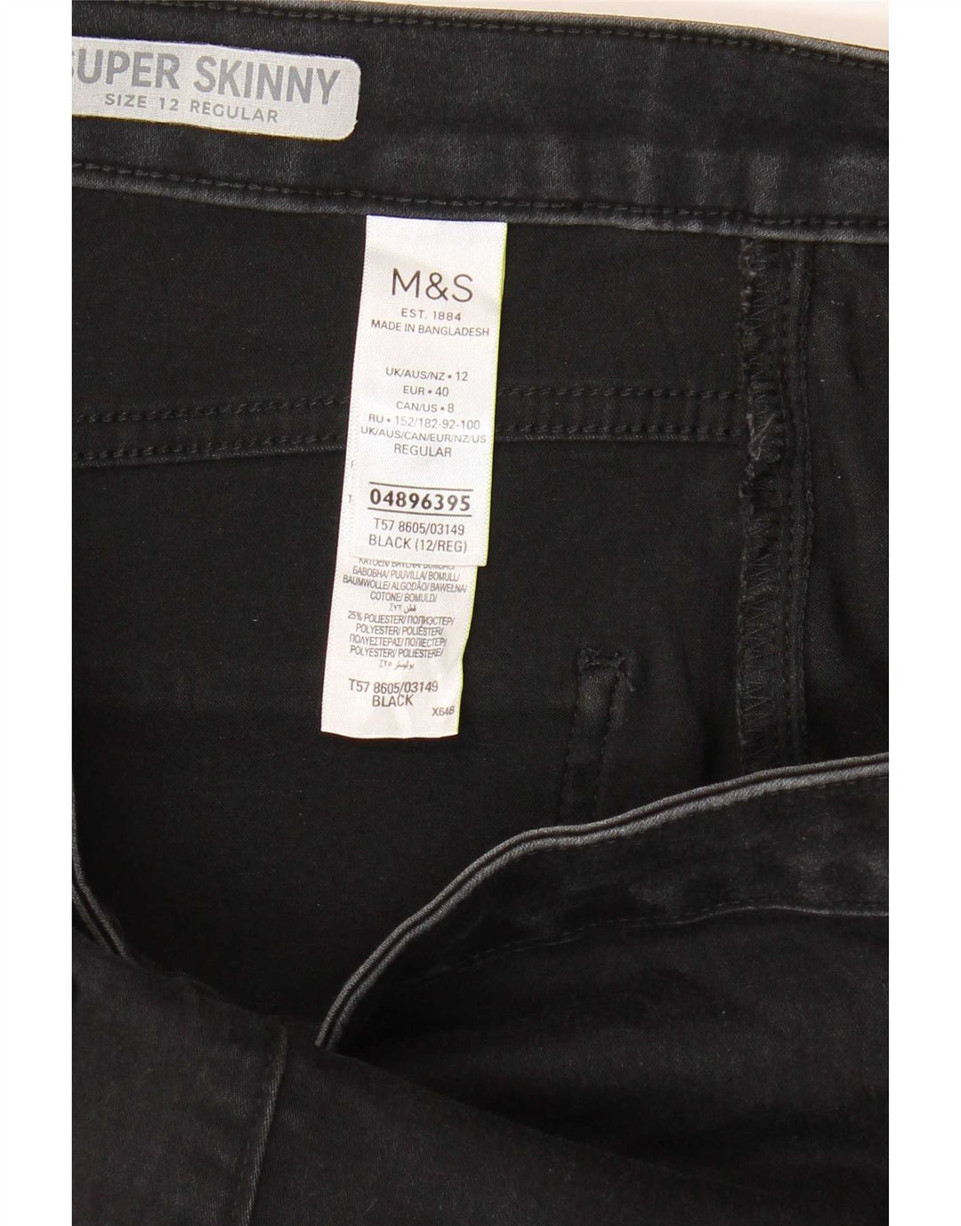 Jeans Marks & Spencer Regular Skinny Feminino Reino Unido 12 Médio W28 L27 Preto