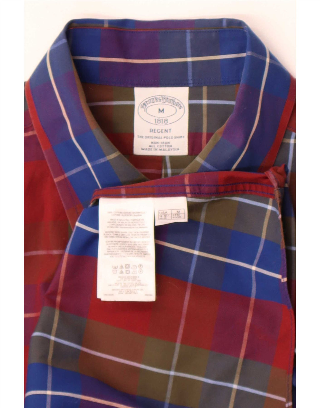 Camisa masculina Brooks Brothers Regent média de algodão xadrez multicolorido