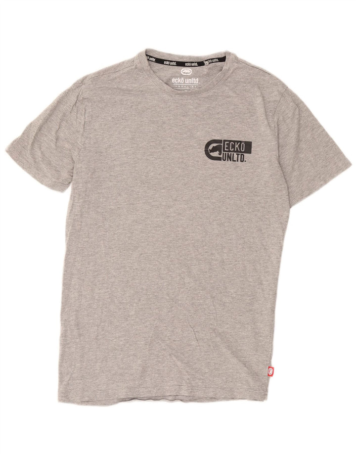 Camiseta gráfica masculina Ecko Unltd Top algodão cinza médio
