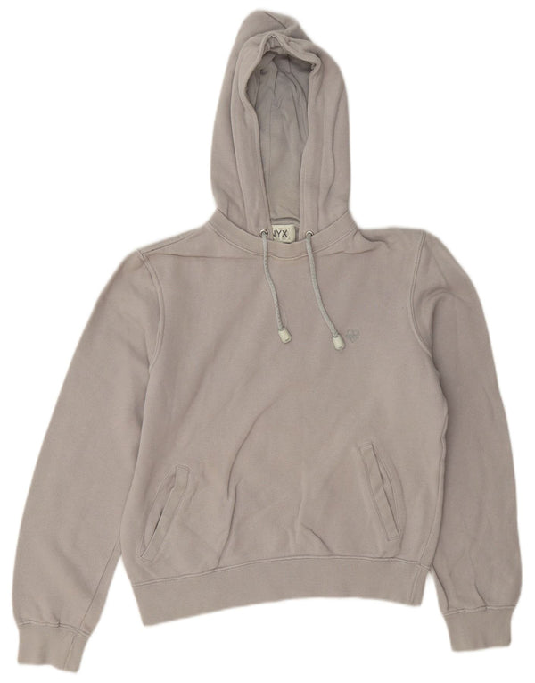 Suéter feminino com capuz Onyx UK 14 algodão cinza médio