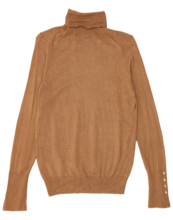 Suéter feminino Zara com gola redonda e viscose marrom pequena Reino Unido 10