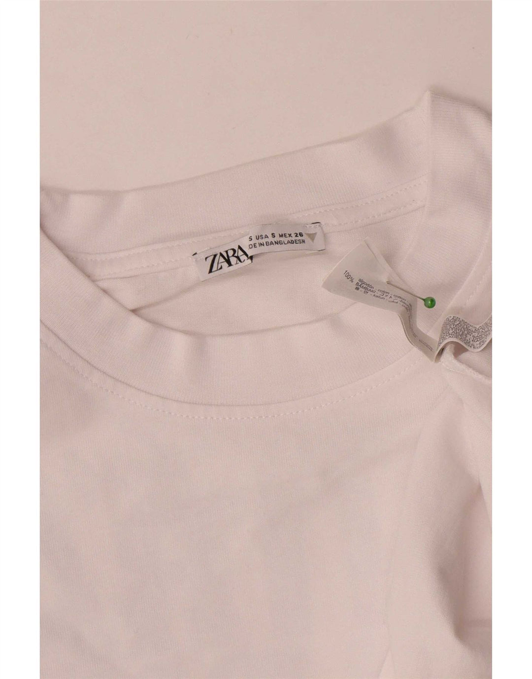 Zara Top gráfico feminino oversized manga comprida Reino Unido 10 pequeno floral branco