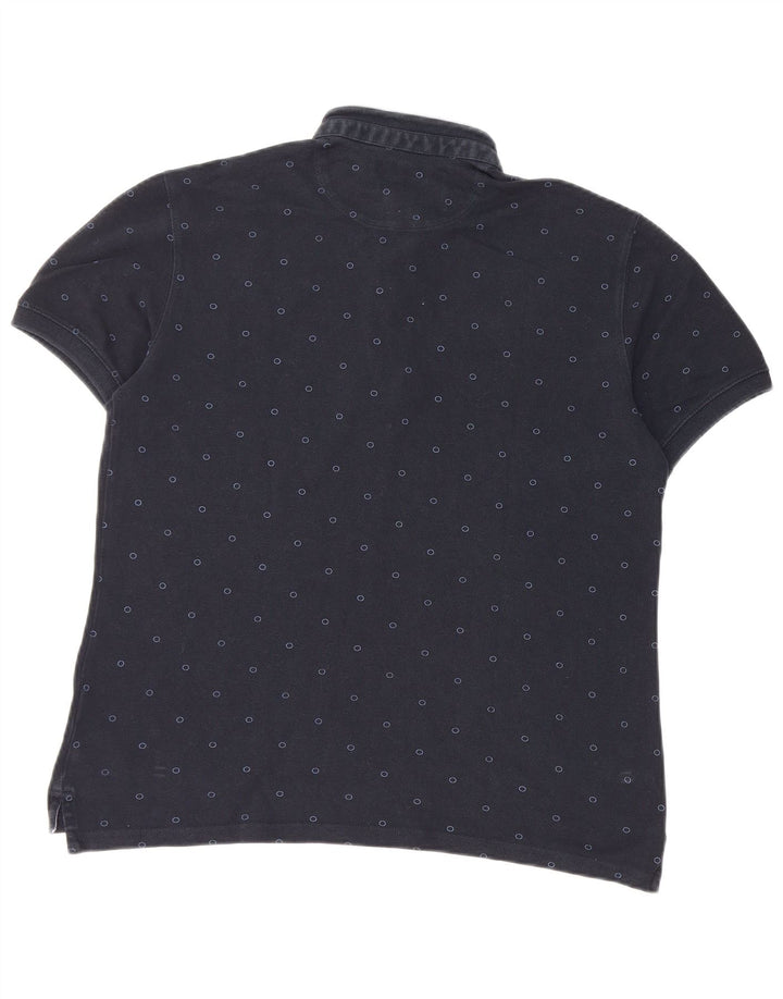 Camisa polo masculina Massimo Dutti grande azul marinho manchado