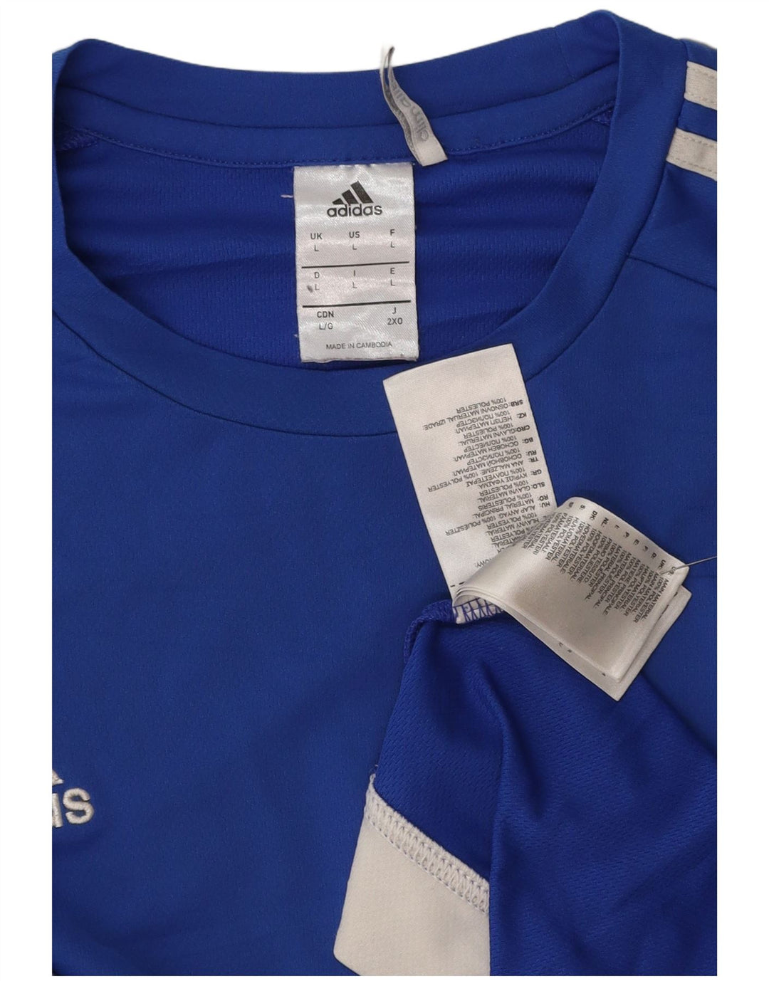 ADIDAS Mens Climalite Camiseta Top Grande Azul Colorblock Poliéster