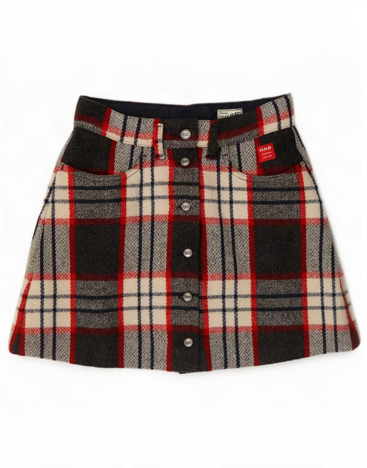 Mini saia feminina Gas pequena W26 xadrez multicolorida