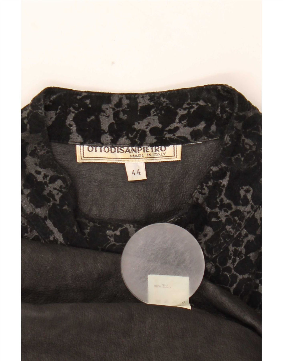 Jaqueta feminina vintage manga 3/4 IT 44 médio preto estampa animal