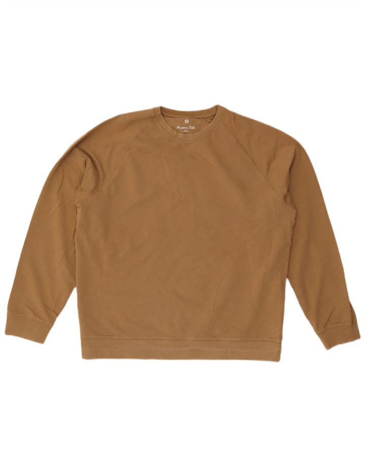 Suéter masculino Massimo Dutti de ajuste solto, grande algodão bege