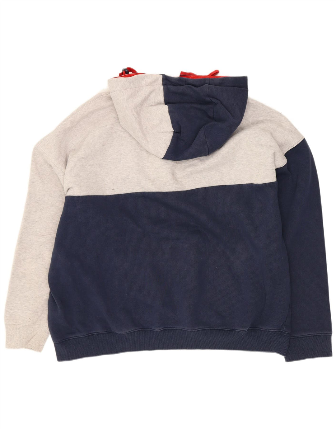 Tommy Hilfiger Suéter masculino com capuz e gola com botão médio azul marinho bloco colorido