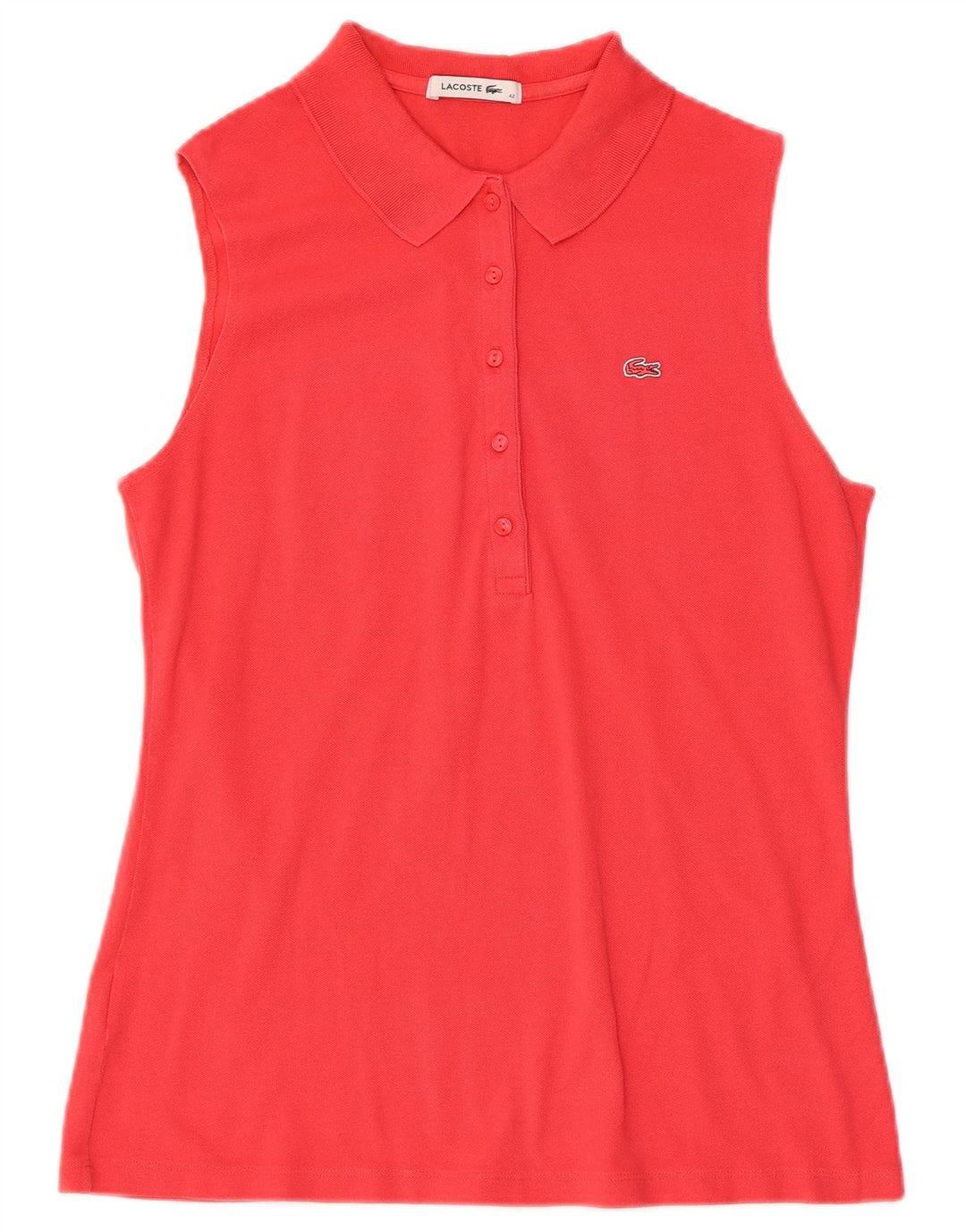 Camisa polo feminina sem mangas LACOSTE tamanho 42 grande algodão vermelho