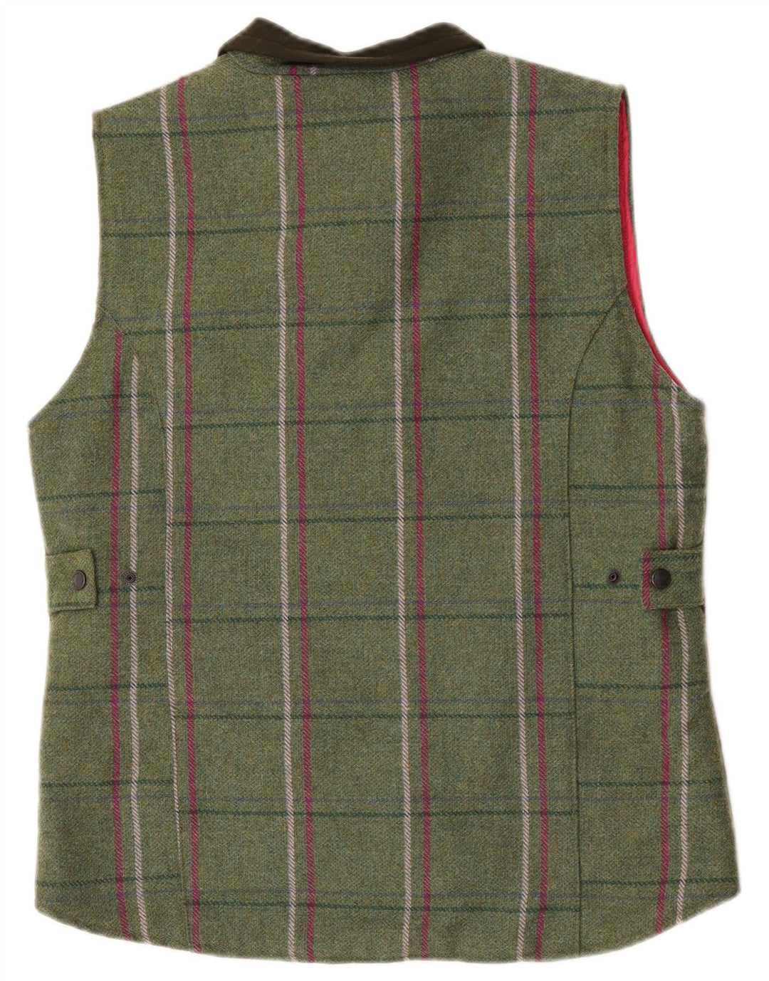 Colete feminino Game Technical Apparel UK 14 grande lã xadrez verde