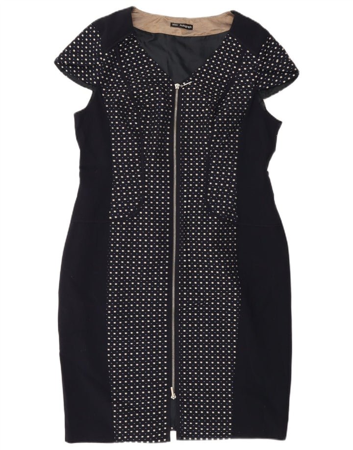 Vestido bainha feminino Marks & Spencer UK 16 grande azul marinho manchado
