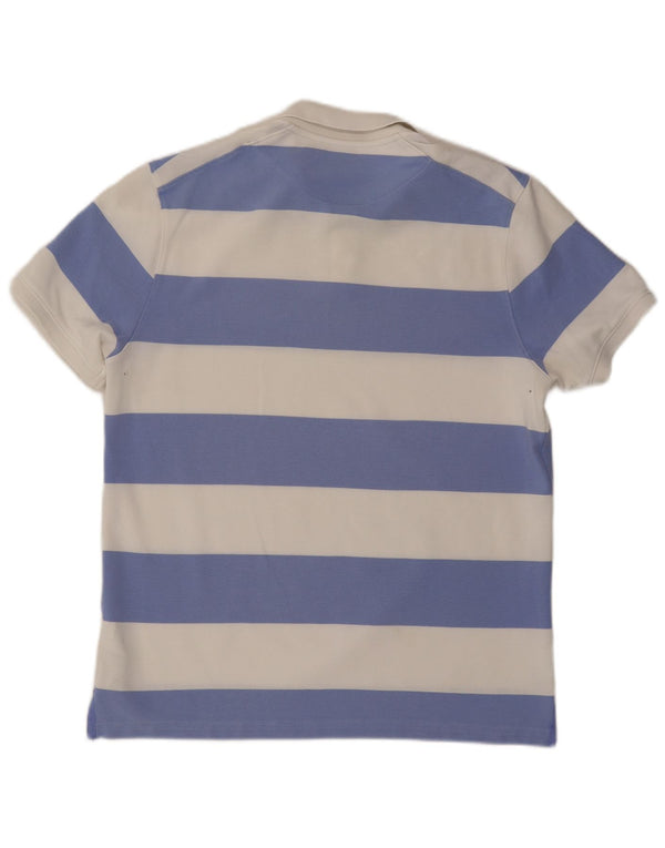 Camisa polo masculina NIKE Dri Fit Rugby grande listrada branca de algodão