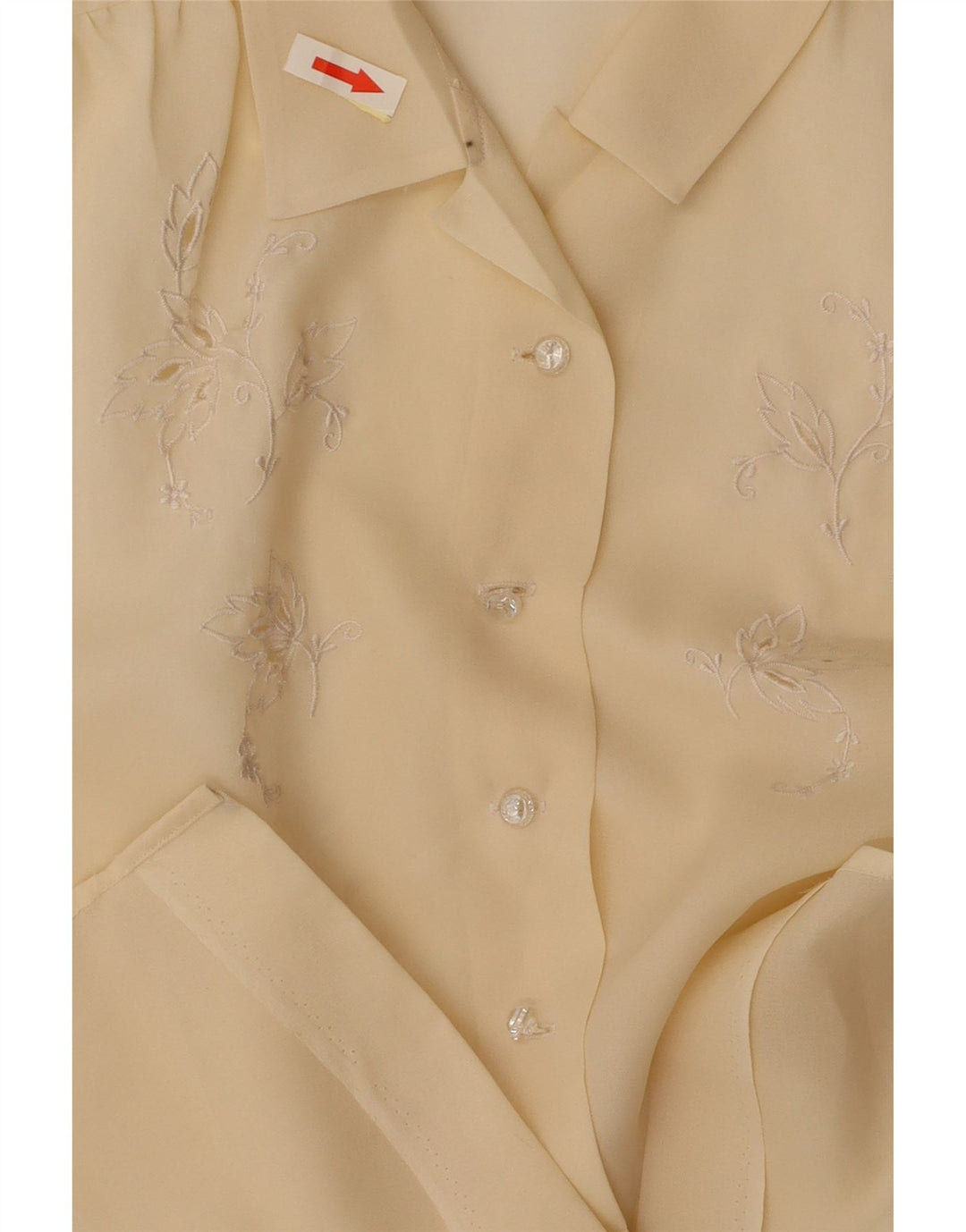 Blusa feminina VINTAGE de manga curta UK 14 floral amarelo médio