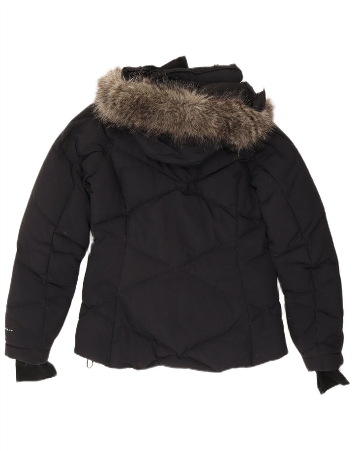 COLUMBIA Jaqueta feminina acolchoada com capuz Omni-Heat Reino Unido 10 pequena azul marinho nylon