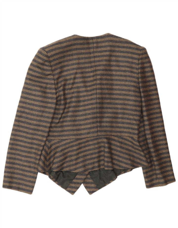 Jaqueta blazer feminina vintage com peito duplo IT 44 listrado marrom médio