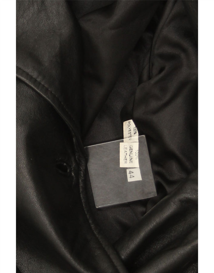 Casaco feminino VINTAGE de couro com peito duplo IT 44 couro preto médio