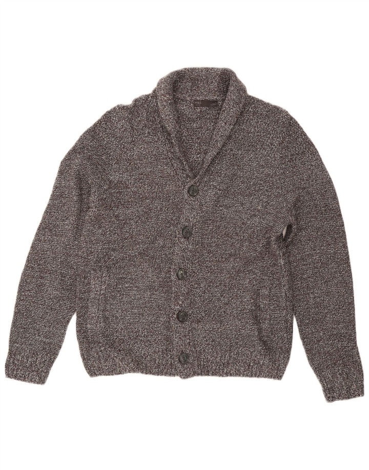Suéter cardigã masculino Marks & Spencer grande acrílico manchado cinza