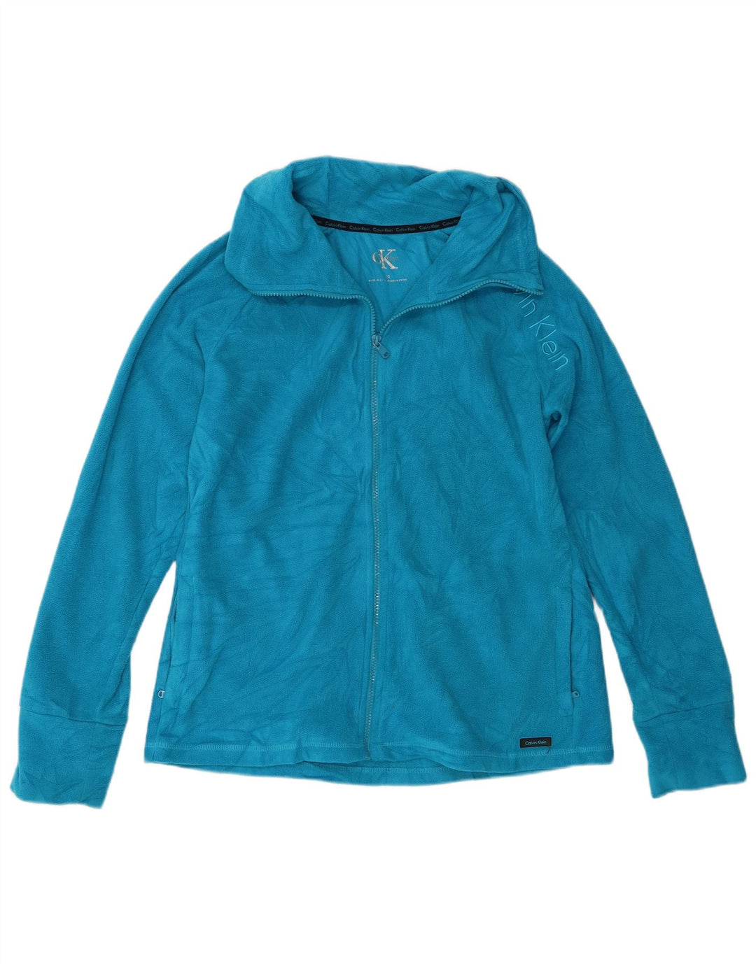 Jaqueta de lã feminina Calvin Klein UK 16 grande poliéster azul
