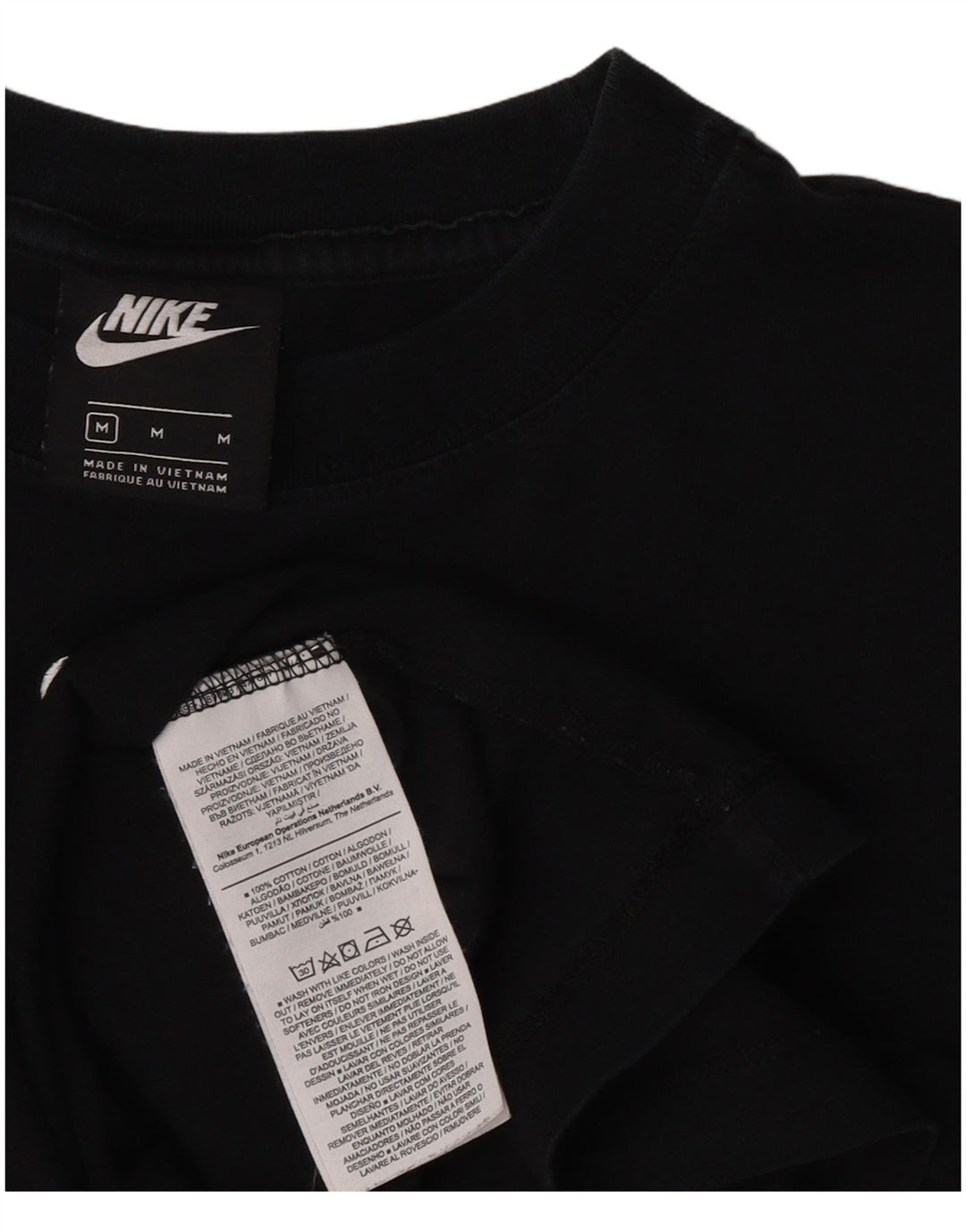 Nike Mens Camiseta Top Médio Algodão Preto