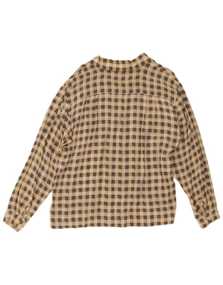 Camisa feminina cherie IT 52/54 2XL bege xadrez seda