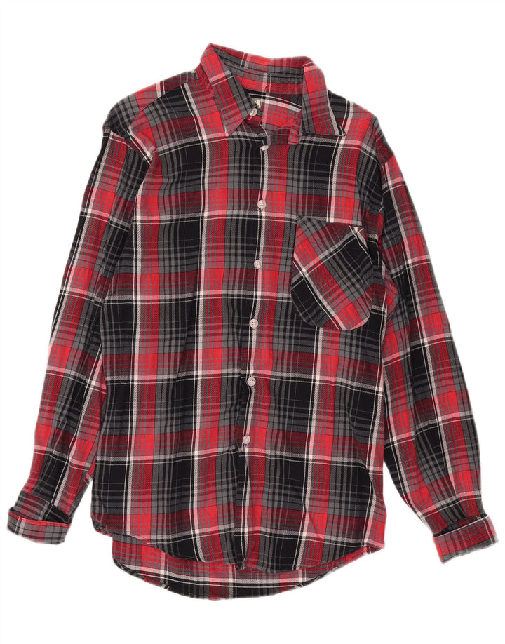 Camisa masculina de flanela West Coast pequena xadrez vermelha