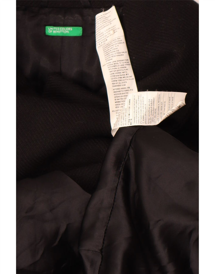 Casaco feminino Benetton com peito duplo IT 44 lã virgem preta média