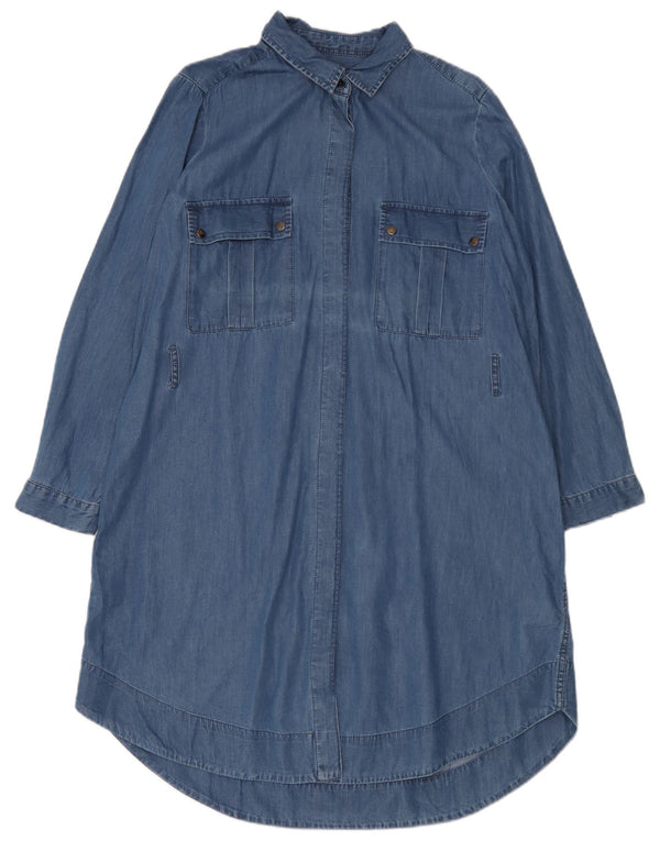 Vestido camisa jeans feminino Marks & Spencer Reino Unido 16 grande algodão azul
