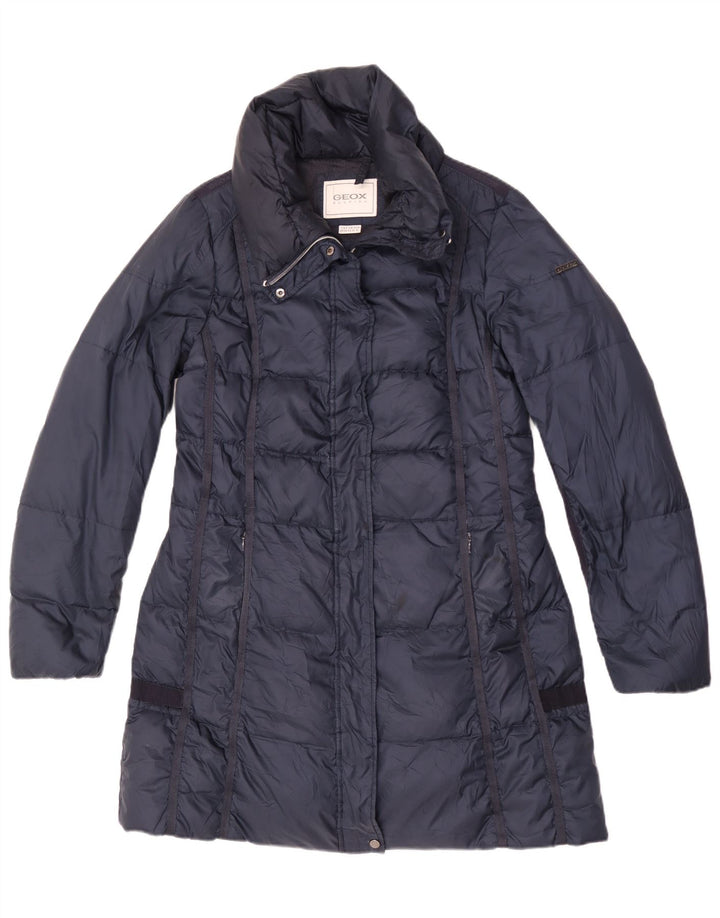 Casaco acolchoado feminino Geox UK 14 grande poliéster azul marinho