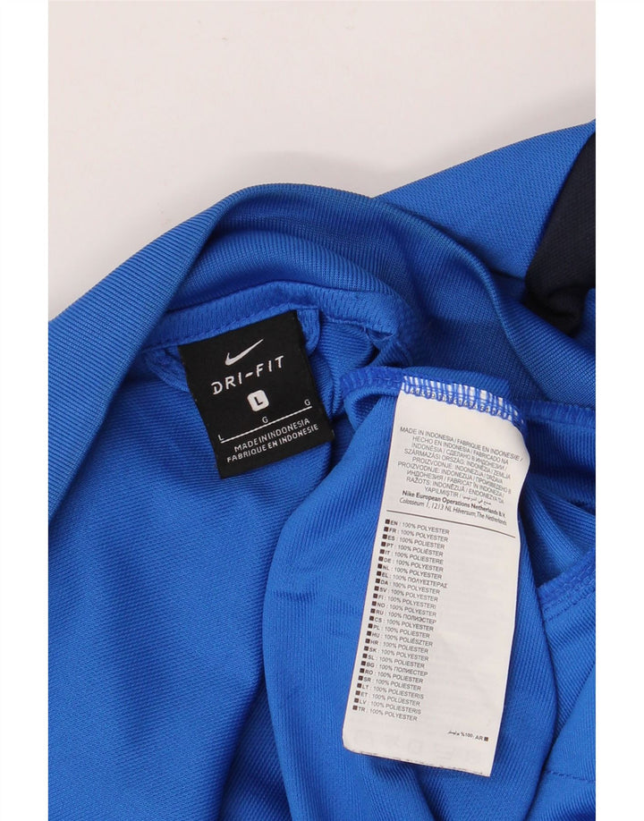 NIKE Mens Dri Fit Tracksuit Top Jaqueta Grande Azul Colourblock Poliéster