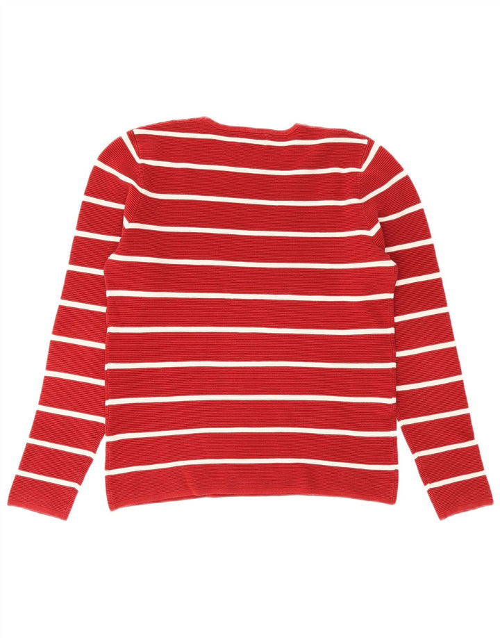 Zara Suéter masculino com gola redonda listrado vermelho médio